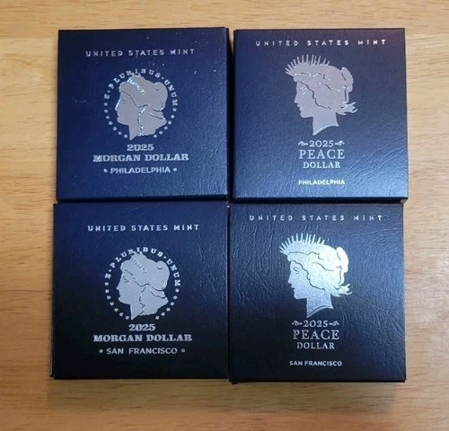 2025 P Morgan & Peace Dollars & 2025 S Morgan & Peace Proof Dollars 4 PC Set