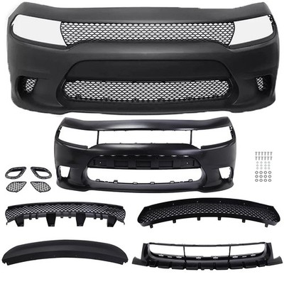 Front Bumper Cover Kit W/Upper Lower Grille Fits 2015-2023 Dodge Charger SRT