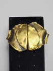 Vintage Gold Tone Abstract Brutalist Clip On Earrings Costume Fashion Jewelry
