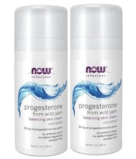  2 Pack  NOW Solutions Progesterone Cream from Wild Yam Unscented 3 oz Cream