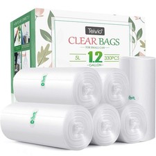 1.2 Gallon 330 Counts Strong Trash Bags Garbage Bags by , Bathroom Trash Can ...
