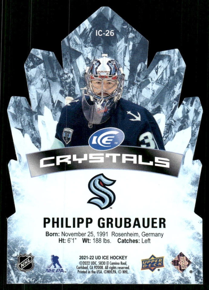 2021-22 Upper Deck Ice #IC-26 Philipp Grubauer Ice Crystals - Image 2 of 2