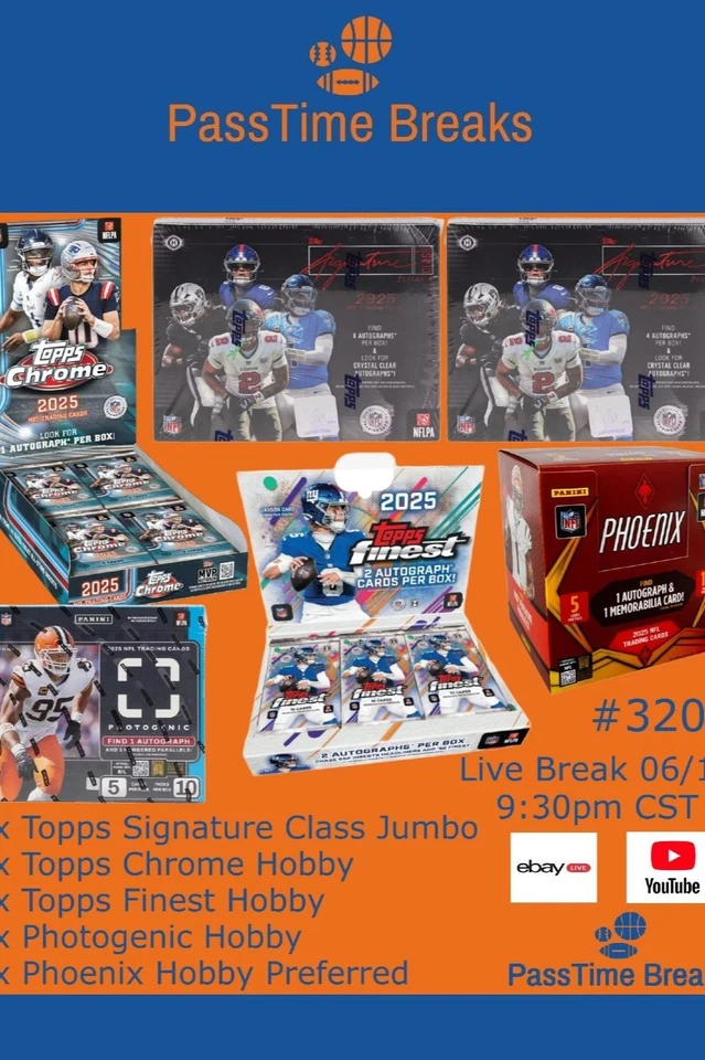 2025 TOPPS SIGNATURE CLASS FINEST CHROME FOOTBALL - 6x Box Hobby BREAK 3206