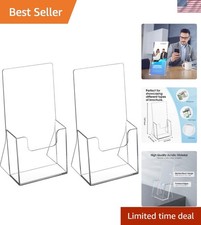 Acrylic , 4 Inch Countertop Pamphlets Holder, 2 Pack
