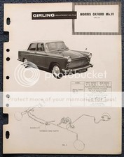 MORRIS OXFORD Mk VI GIRLING Car Brakes Data Guide 1961