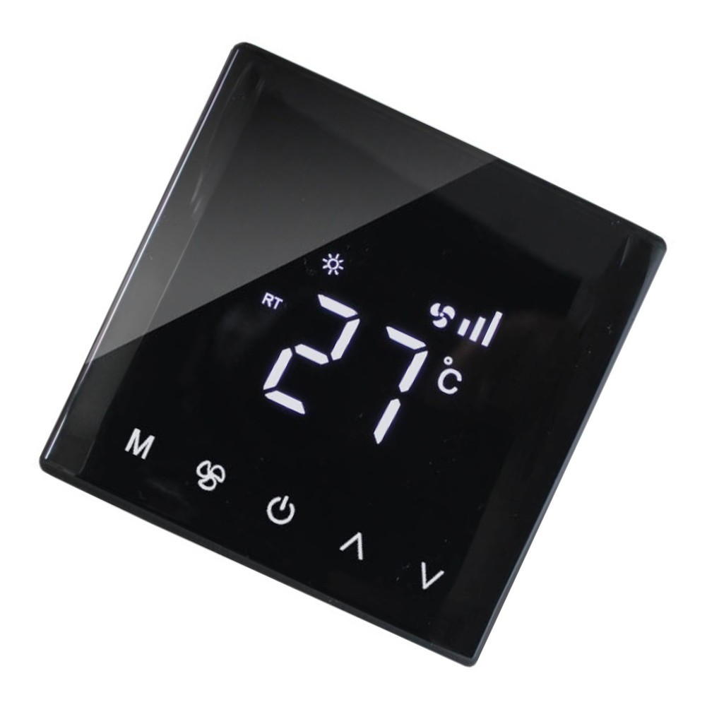 Touchscreen Thermostat For Home Heating Cooling With Sleek Curved LCD Display