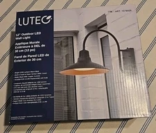 LUTEC 12" Wall Light 1200 Lumens Dusk To dawn Sensor Matte Black New 3000K Color