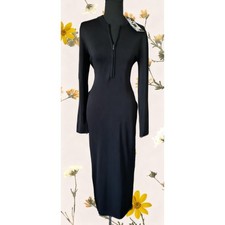 Future Collective Dress Small Black Quarter Zip Long Sleeve Knit Midi Dress S