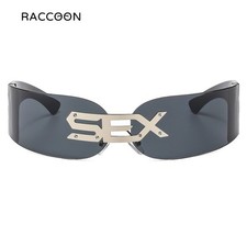 Sunglasses One-Piece Tinted Shades w/ Silver SEX Lettering