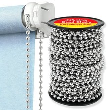 49.2 Ft Stainless Steel Ball Chain, 4.5mm Bead Chain with Spool