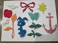 Vtg Lot Retro Craft Iron-On Patches Bunny Anchor Butterfly Bowtie Floral Tulip