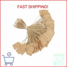 Uniclife 200 Pcs Price Tag with String Attached Writable Brown Kraft Paper Tags