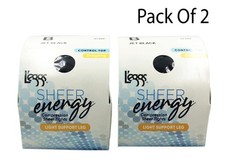 Lot of 2 L'eggs Sheer Energy Light Support Leg Control Top Pantyhose Jet Black B