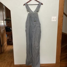 VTG OshKosh Bgosh Adult Overalls Striped Railroad Vestbak 36x32 Union Made USA