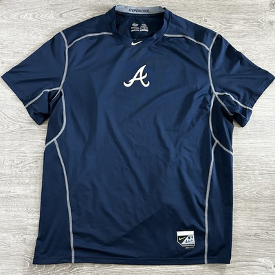#ad #ad Nike Pro Combat Atlanta Braves Baseball Shirt Hypercool Mens 2XL Fitted MLB Navy $17.46