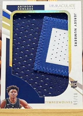 Panini Anthony Edwards Immaculate Jersey Numbers RC Patch 03/50 Timberwolves