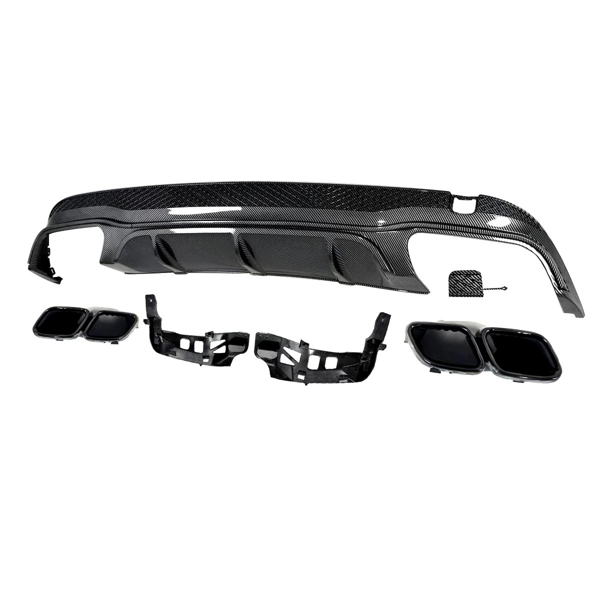 For Mercedes E Class C207 W207 AMG Carbon Look Rear Bumper Diffuser w/ Tailpipe