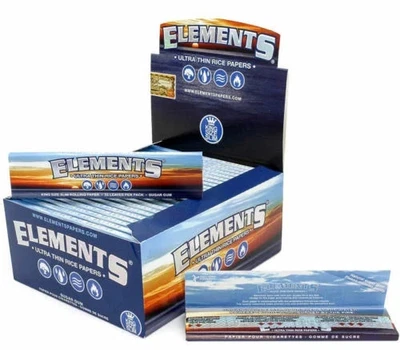 GM 14x ELEMENTS KING SIZE Ultra Thin Rice Slim Rolling Papers Skin Genuine
