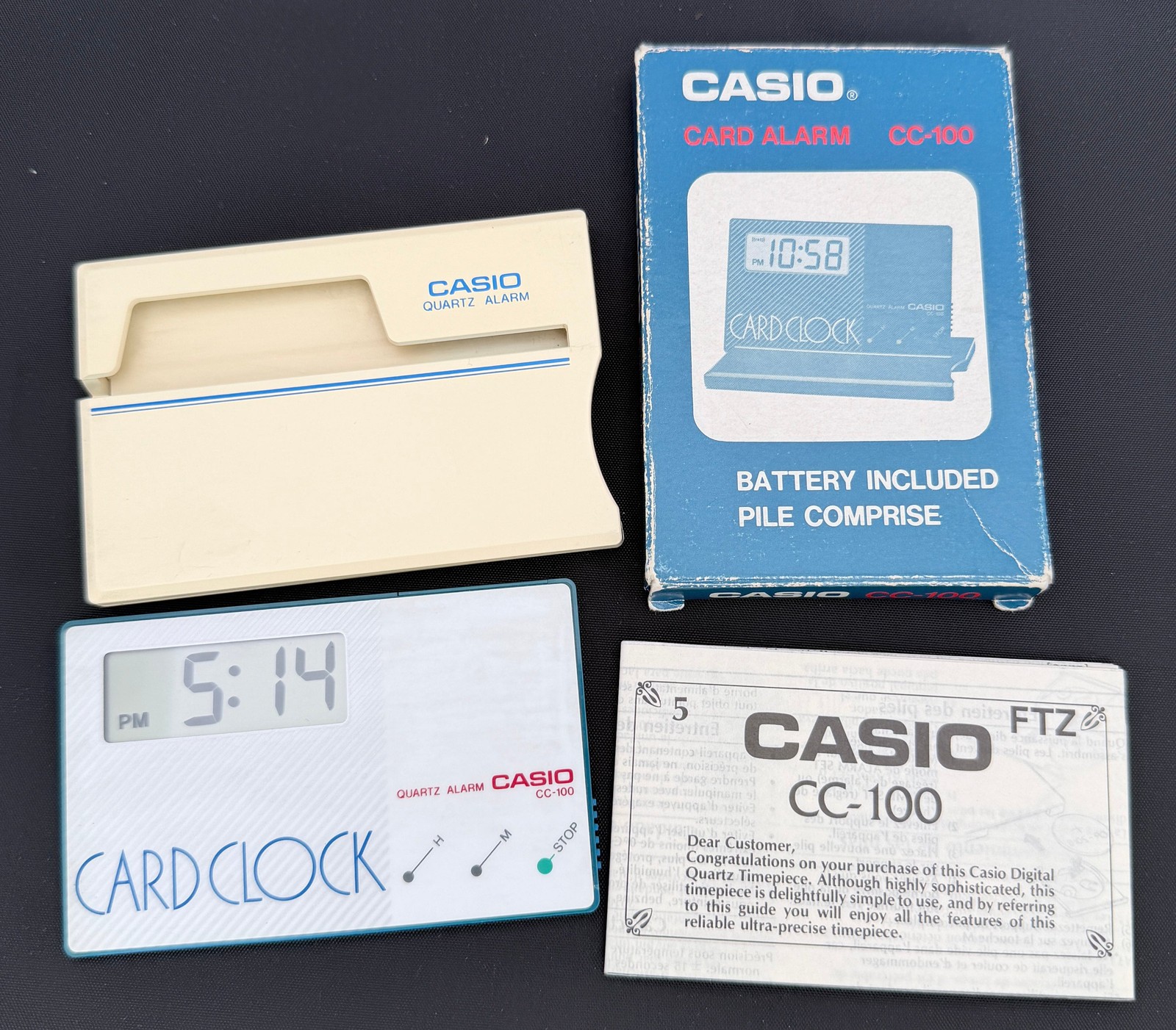 Casio CC-100 Vintage Card Alarm Clock Japan 1985 CC-100