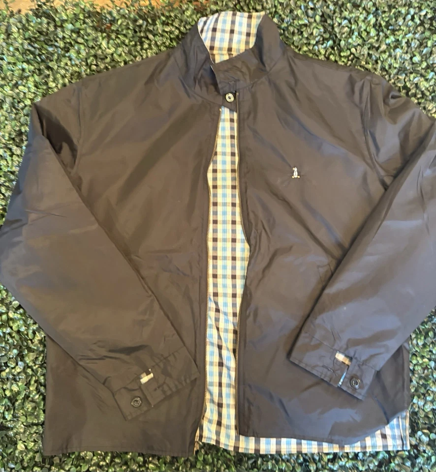 Penguin Munsingwear Men's Reversible Black Plaid Zip Up Jacket Large Stains Flaw - Image 3 of 4