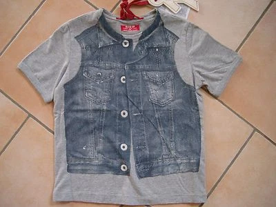 (70) Cooles RARE-The Kid Boys used look T-Shirt Jeans Westen & Logo Druck gr.164 - Bild 1 von 2