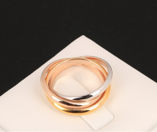 R087 Mujeres Moda Joyería Oro 18K Compromiso Boda Novia Alianza Anillo 3 un./juego - Imagen 4 de 6