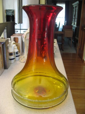Vintage Large Blenko Handcraft Amberina Vase 12.5''T x 8''W (Bottom)