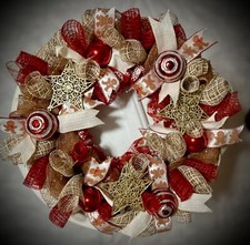 Gingerbread snowflake candy theme Christmas Wreath Large 20" holiday wreath