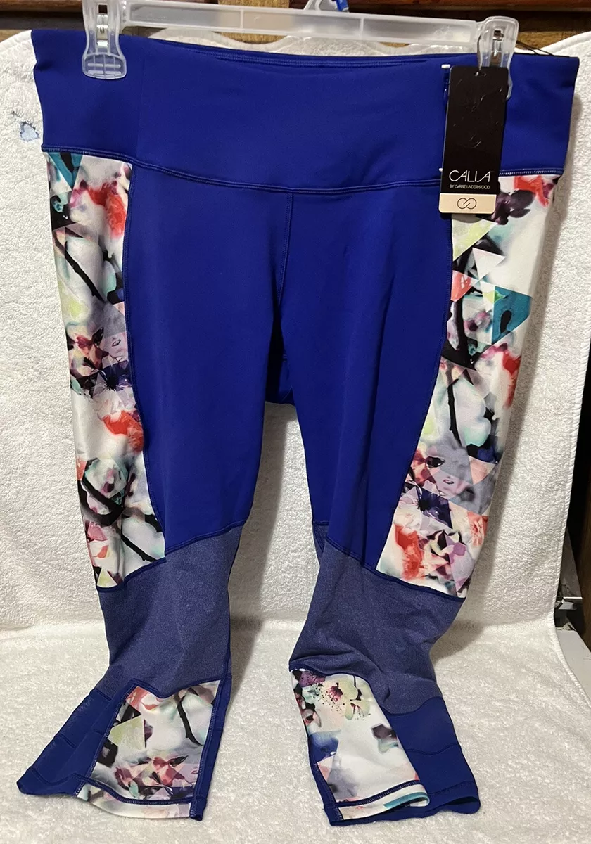 CALIA by Carrie Underwood Capri Leggings Size XL Blue Tight Yoga Twilight  Floral