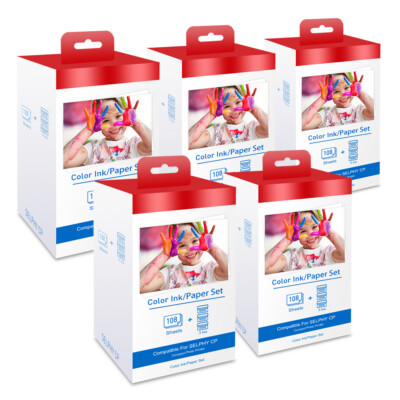 5PK Canon KP-108IN Color Ink Paper Set 4x6 for Canon Selphy CP1200 CP1300 CP1500