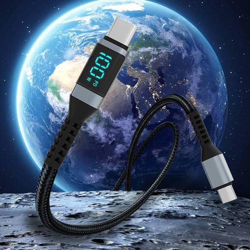 USB C to USB C Cable 5A PD 100W Fast Charging Cord LED Type-C r Display Y0P2 - Zdjęcie 10 z 16