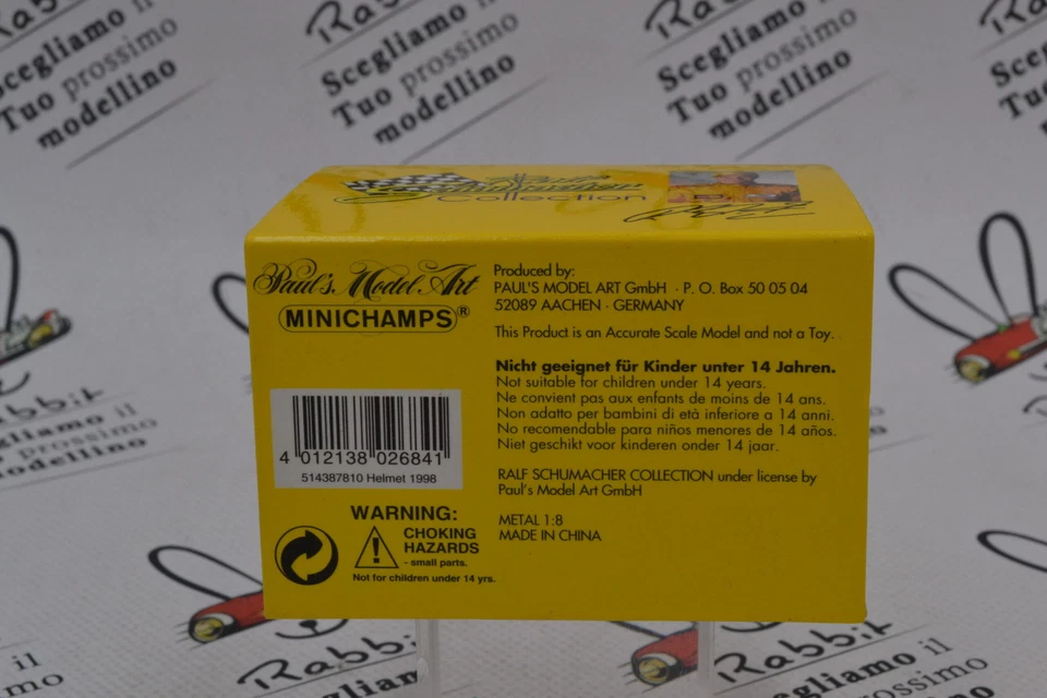 Die Cast " Helmet RALPH SCHUMACHER 1998 " MINICHAMPS Scale 1/8 (514387810) - Image 3 of 4