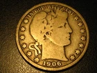 1906-D 90% Silver Barber Half Dollar VG BOLD FULL RIMS