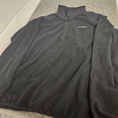 Merrell Sweater Mens Medium Long Sleeve Pullover 1/4 Zip Black Selectwick 
