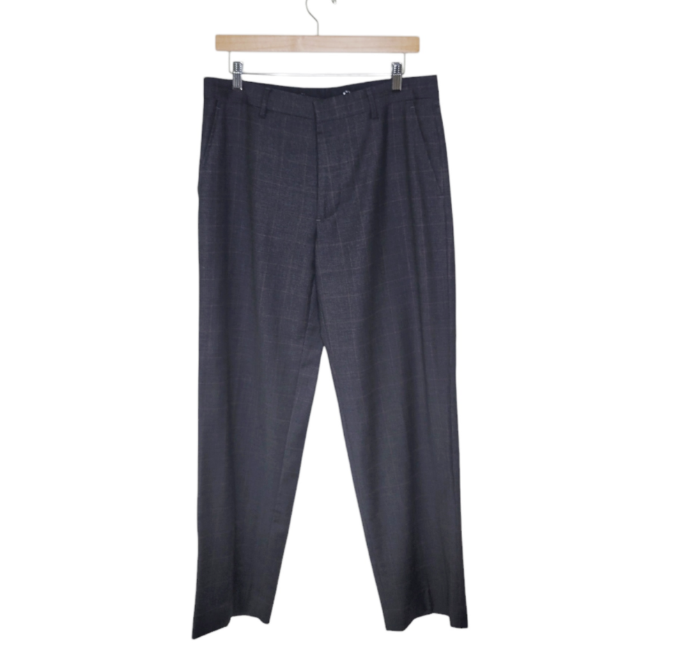 BANANA REPUBLIC Straight Fit Gray Wool Suspender Dress Pants Men's 32 x 30 #3245