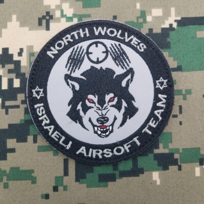 ISRAELI AIRSOFT TEAM NORTH WOLVES WOLF TACTICAL HOOK&LOOP PATCH BADGE GRAY DARK