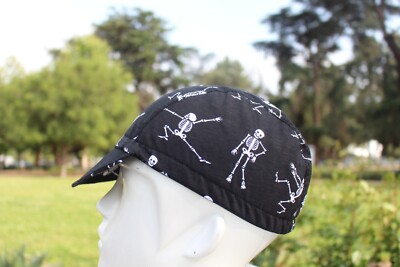 cycling cap  YOGA SKELETON   handmade in USA L M S