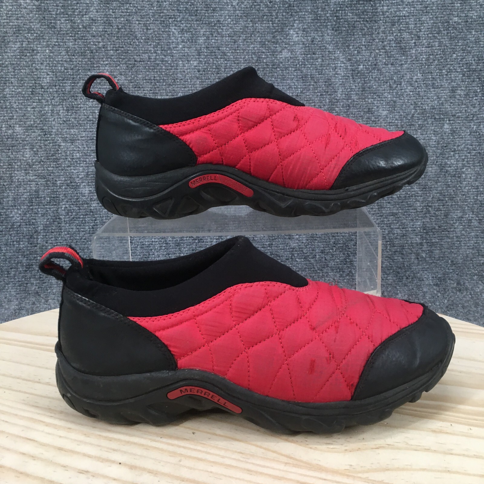 MERRELL Scarpe Merrel Uomo 9 Alpine Moc Escursionismo Slip On Rosso Tessuto Trapuntato Basso Comfort