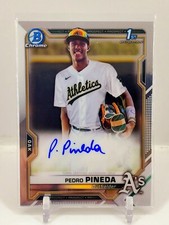 2021 Bowman Chrome 1st Pedro Pineda Base Auto A's HOT ROOKIE RC Autograph C5