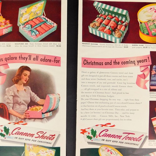 Christmas Vintage Print Ad Cannon Towels Sheet Double Page December 1940 - Picture 6 of 7