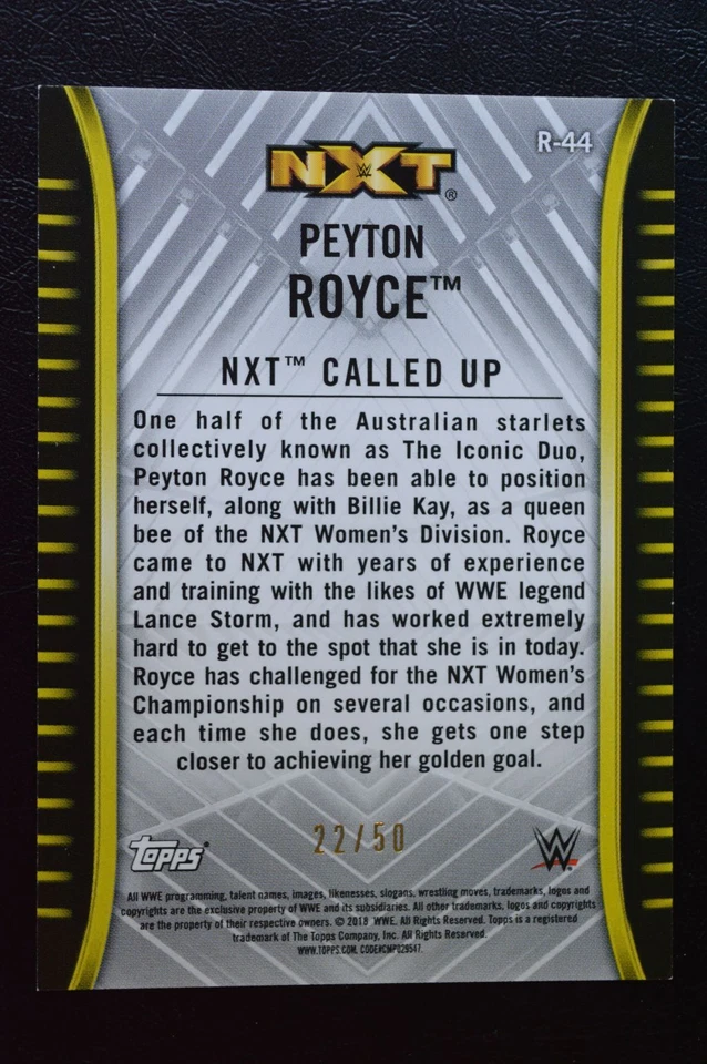 2018 Topps WWE NXT   Blue Parallel Peyton Royce /50 - Image 2 of 2