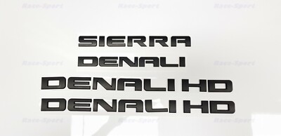 4pcs Matte Black DENALI HD DENALI SIERRA Emblems Fit GMC Sierra