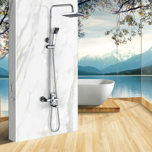 Juego combinado de grifo de ducha de baño de 8" grifo mezclador de bañera de lluvia montado en la pared con spray - Imagen 2 de 28