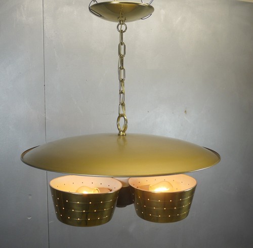 VIRDEN Mid Century MoD VTG Saucer THURSTON era Ceiling Chandelier PENDANT Light - Picture 2 of 19