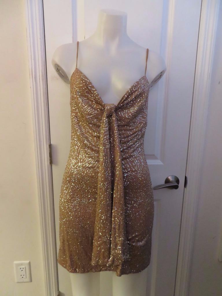 WOMENS PINKY STARFISH TAN SEQUIN V-NECK FRONT TIE SPAGHETTI STRAP DRESS SIZE M | eBay WOMENS PINKY STARFISH TAN SEQUIN V-NECK FRONT TIE SPAGHETTI STRAP DRESS SIZE M | eBay