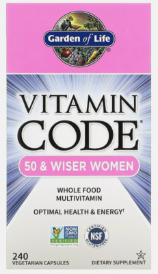 Garden of Life Vitamin Code 50 & Wiser Women 240 Vegetarian Capsules Whole Food