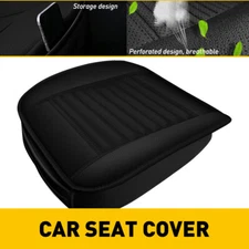 Breathable Front Seat Cushion Cover Pad Mat Protector Pocket PU Leather Charcoal