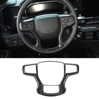 Für Chevy Silverado 1500 19+ Suburban 20+ Carbon Fiber Lenkradabdeckung Trim