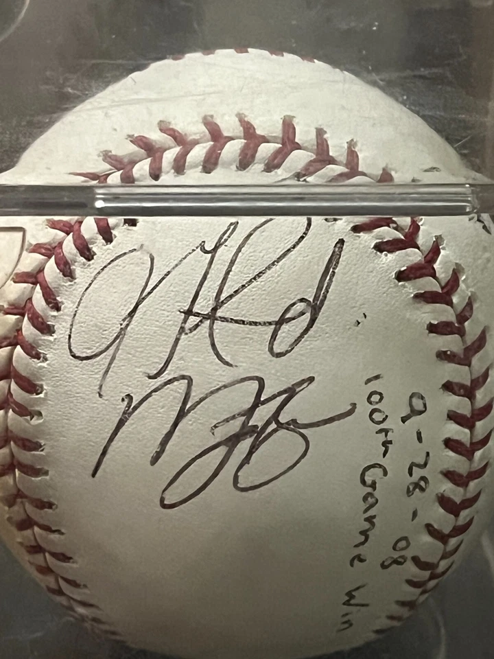 Jon Garland Signed 2008 Anaheim Angels 100th win. 09-28-08 in case Rawlings - Image 2 of 4