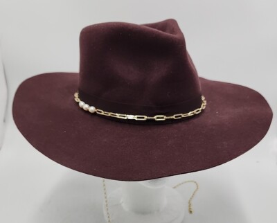 NEW Gigi Pip Raine Wide Brim Fedora Dark Oak Blemished Brown  display picture 3